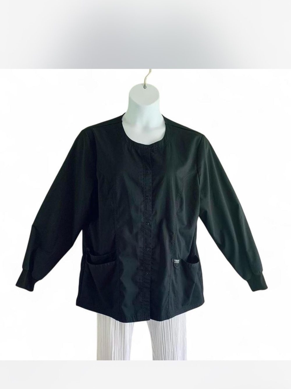 Womens Cherokee Black Scrub  Jacket with Front Patch Pockets Size XL